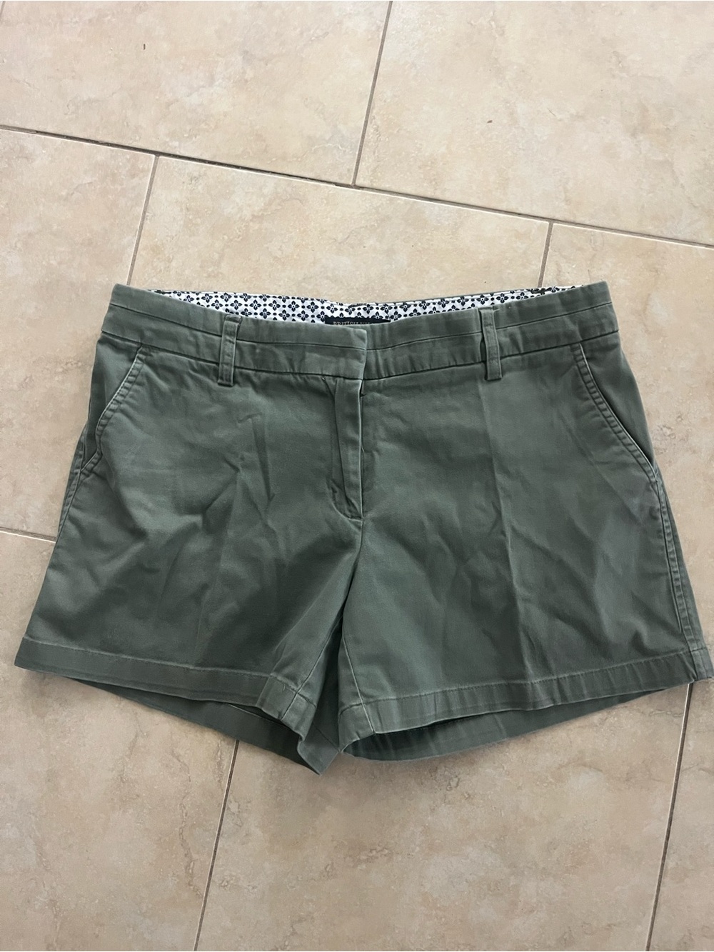 British Khaki Olive Green Cotton Bermuda Shorts